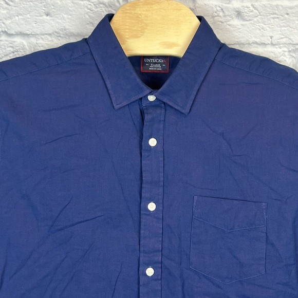 UNTUCKit Men Blue Quagliano Red Long Sleeve‎ Cotton Button Up Shirt Size XL - Picture 4 of 11